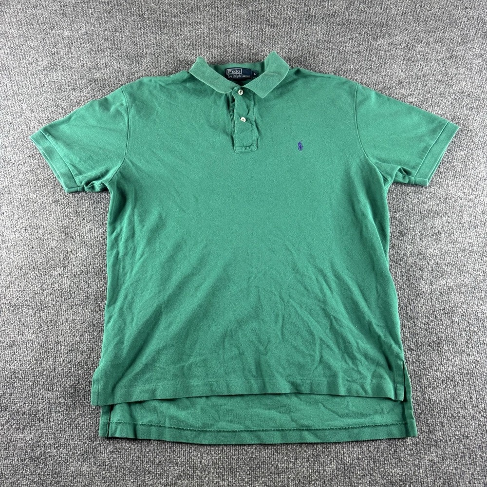 Polo By Ralph Lauren Shirt Mens L Green Short Sleeve Cotton Pony Logo Pique
